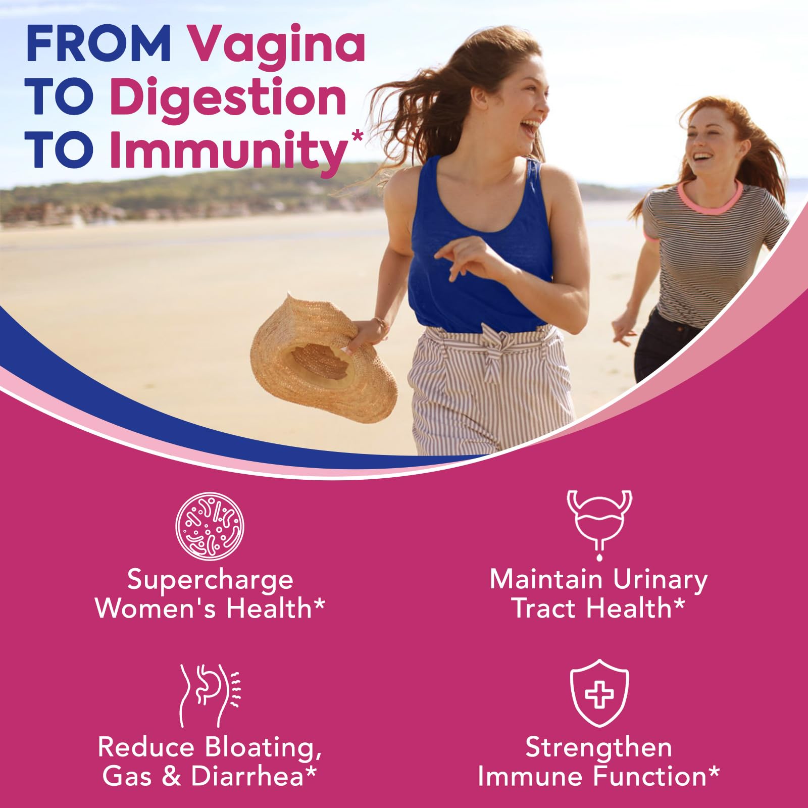 Surebounty Probiotics for Women capsules being poured from bottle