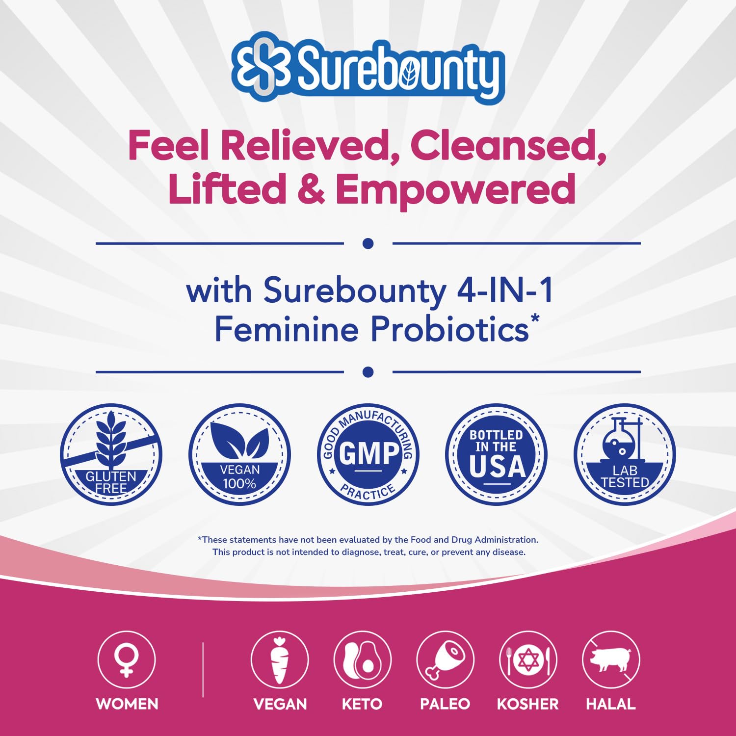 Surebounty Probiotics for Women lifestyle image suggests daily wellness routine