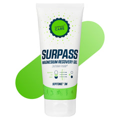 Surpass-Care Magnesium Recovery Gel bottle front showing post-workout cooling relief.