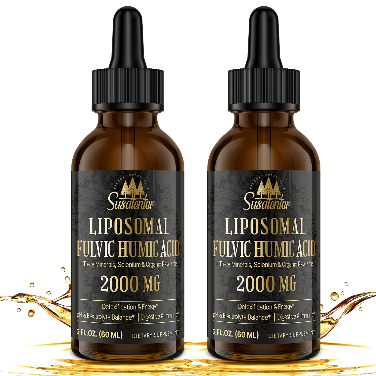 Susatentar liposomal fulvic acid bottle showcases potency for daily energy support