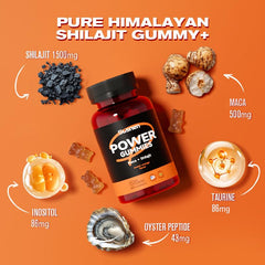 Susnen Power Gummies bottle back highlighting ingredients for stamina and absorption