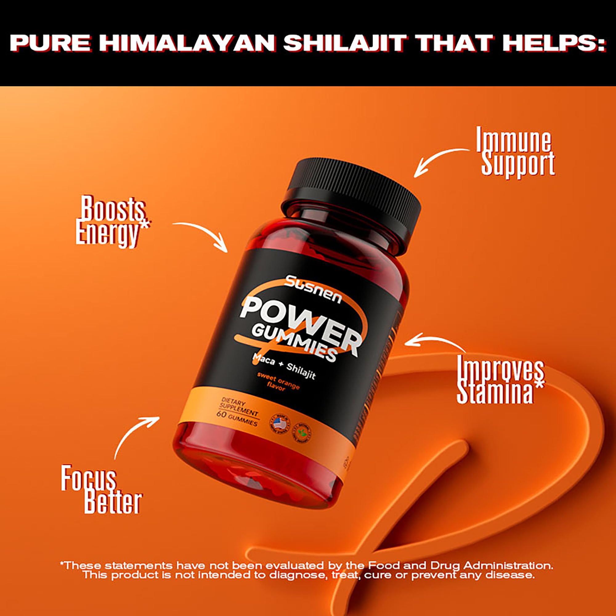 Susnen Power Gummies on wood table for easy daily use