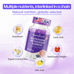 Berry-flavored SustainWell gummies displayed to emphasize tasty skin-care-friendly routine.