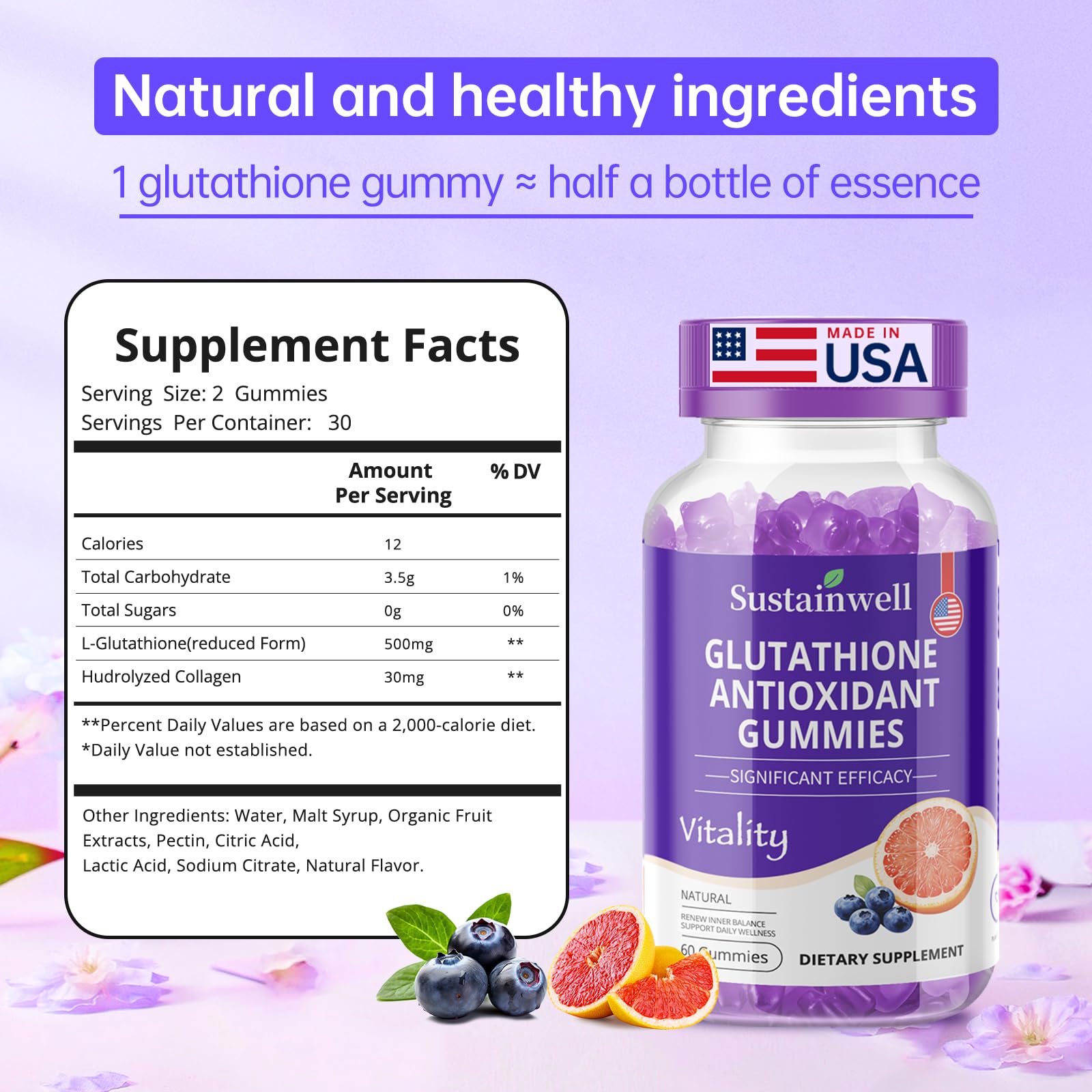 Close-up of SustainWell label highlighting liposomal delivery and clean ingredients.