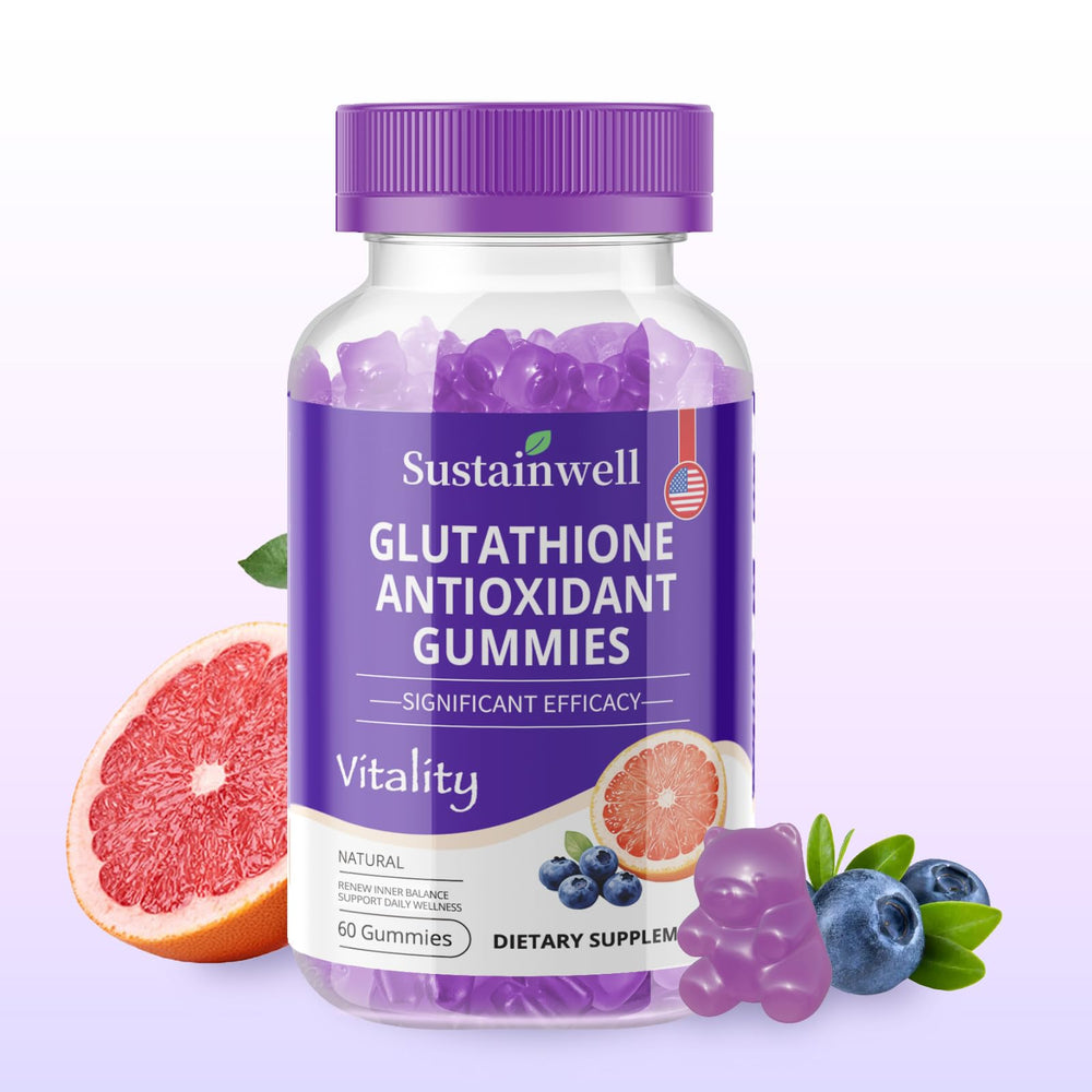 Clear packaging of SustainWell gummies showcasing sugar free vegan product.