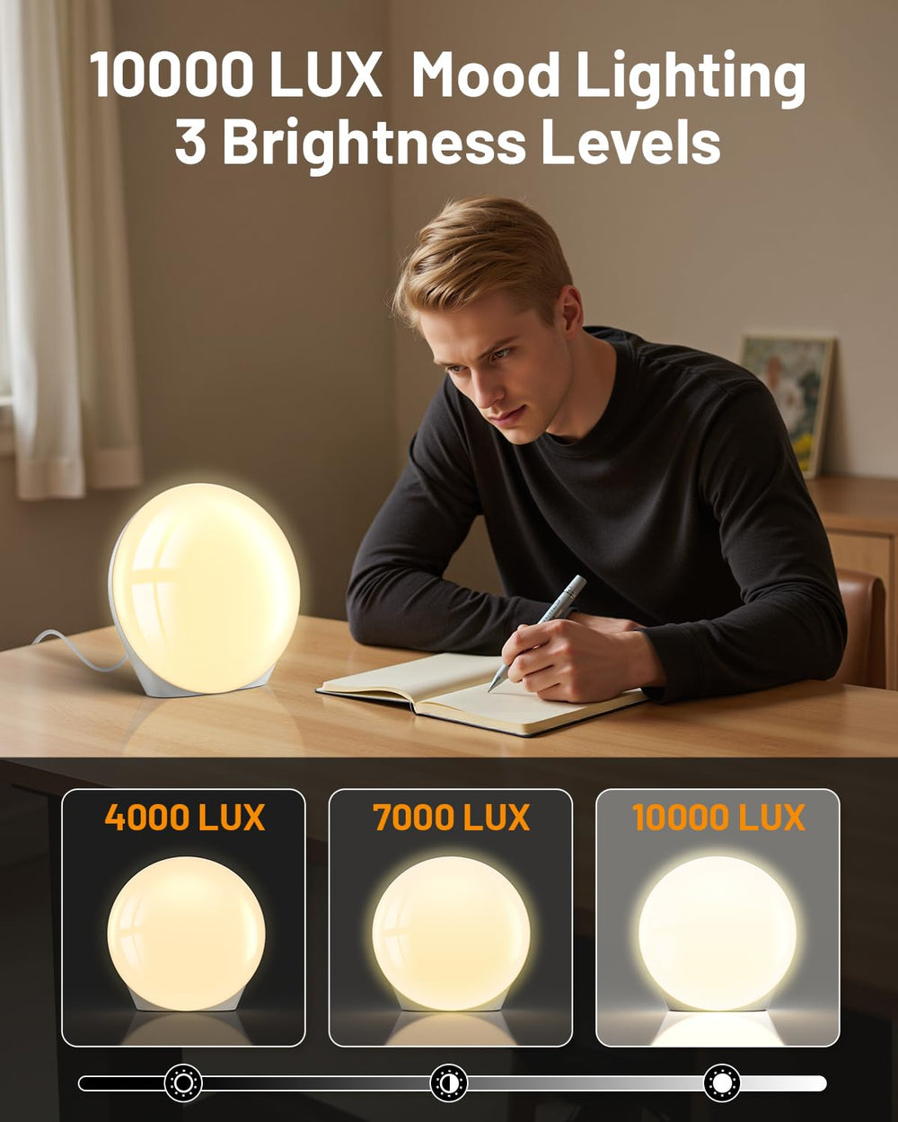 SUXIO lamp on a home office desk for bright, even illumination.