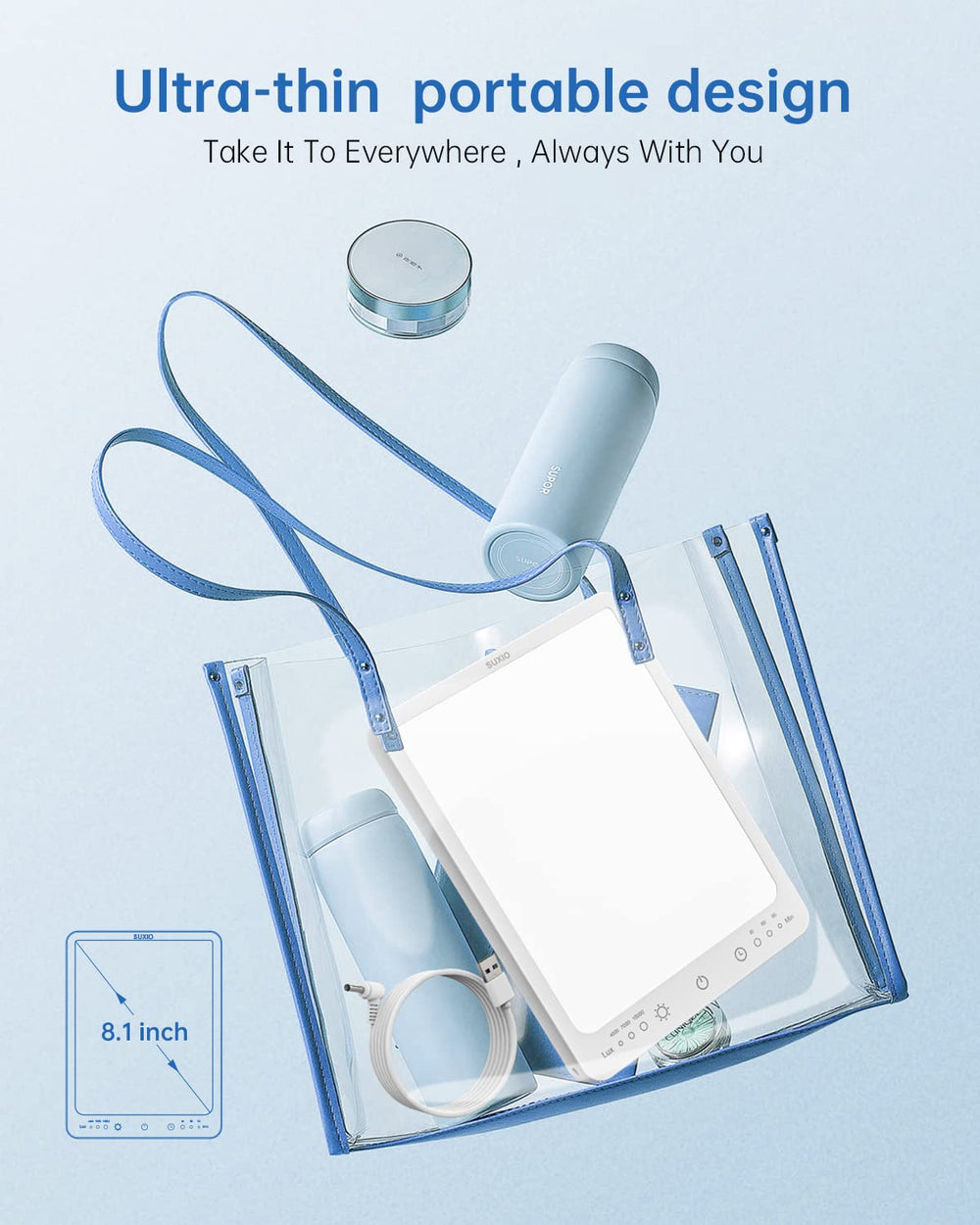 SUXIO Light Therapy Lamp USB power cable for versatile use