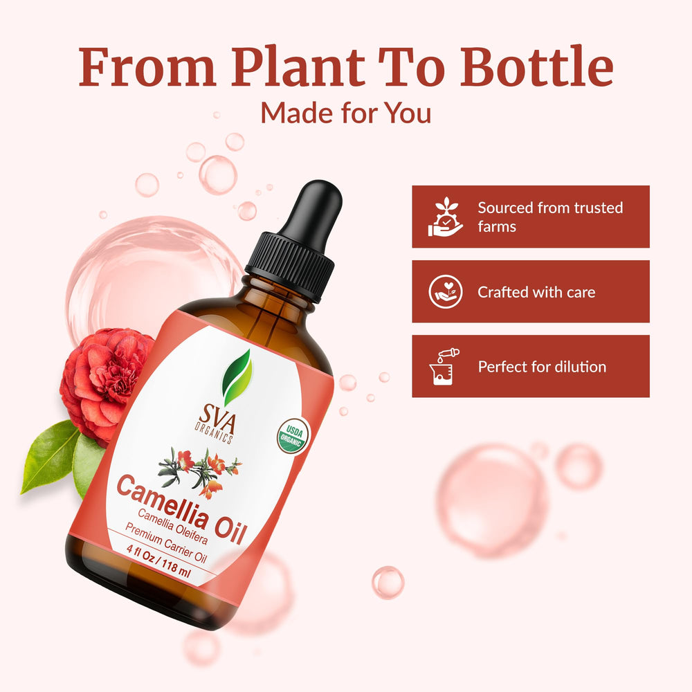 Mezcla de camelia SVA con champú y mascarilla para cabello nutrido