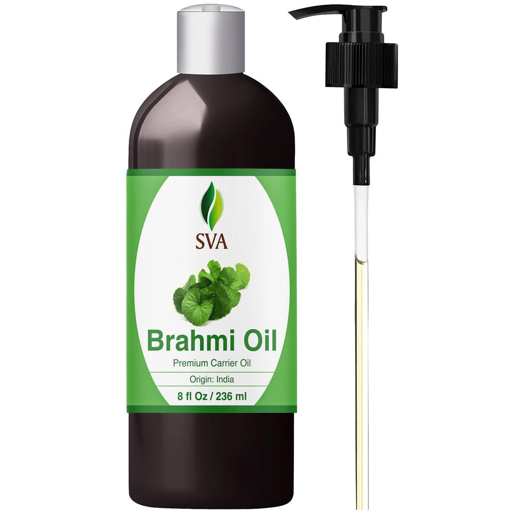 SVA Brahmi Oil bottle with pump for easy dispensing in routine care