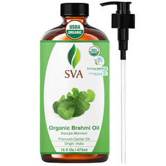 SVA Brahmi Oil bottle with dropper for precise scalp application.