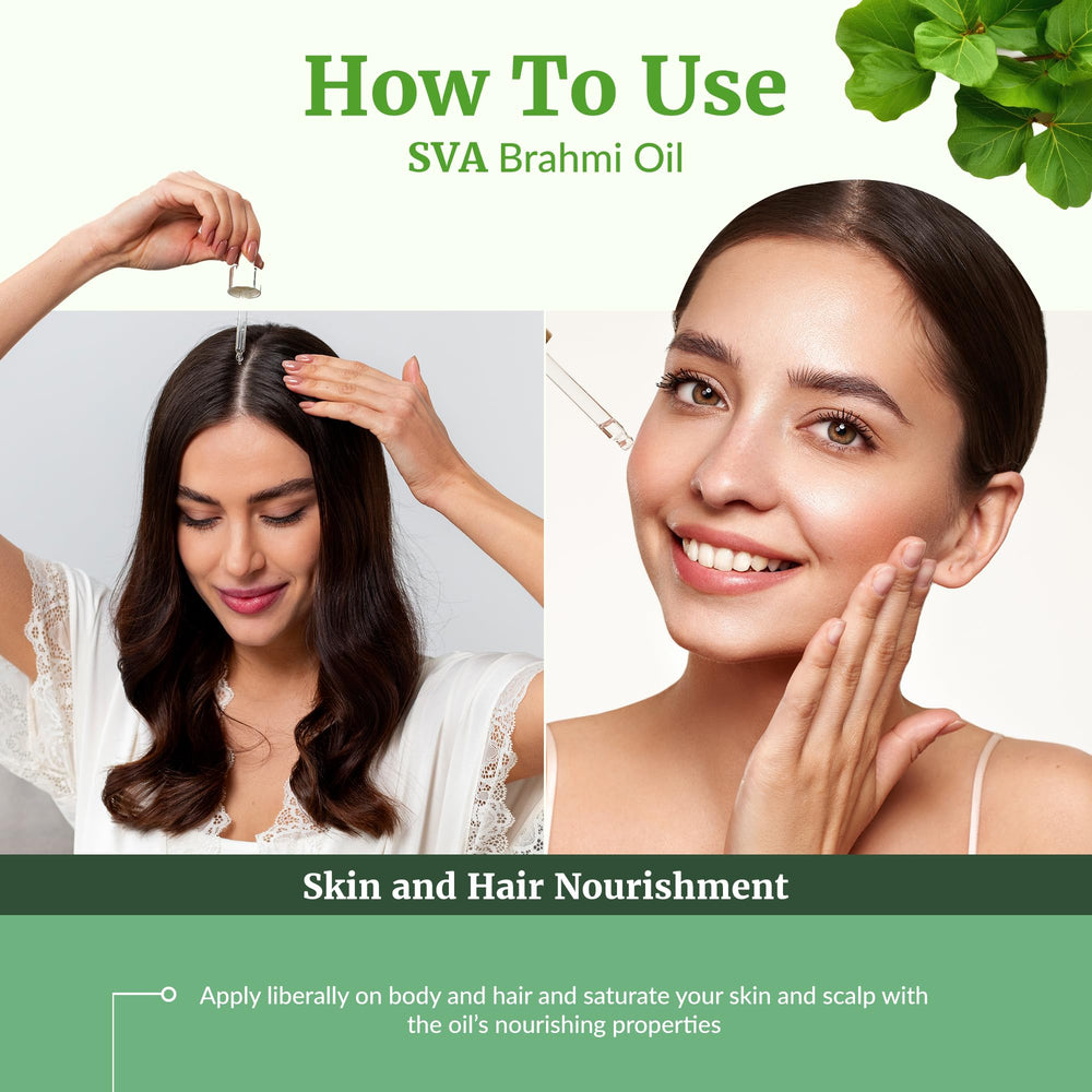 SVA Brahmi Oil on face for gentle skin nourishment