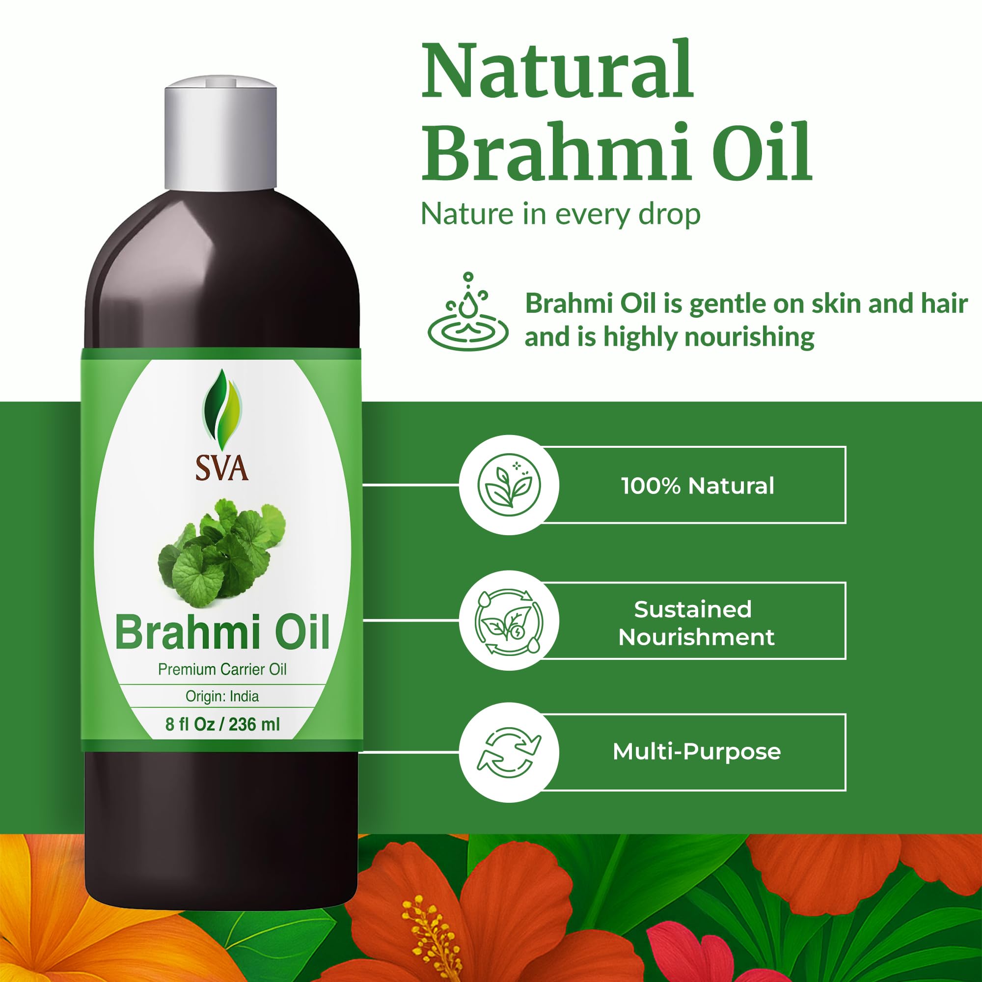 SVA Brahmi Oil applied to hair for gentle application and nourishment