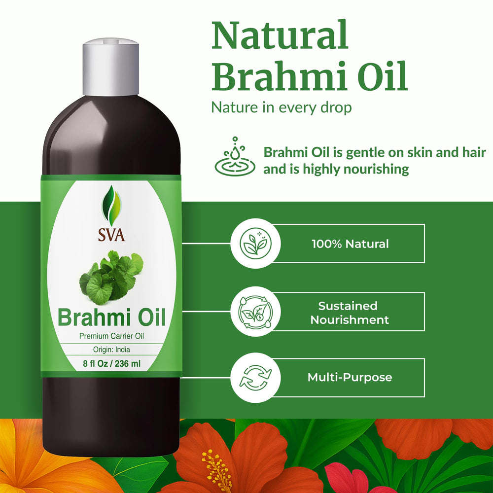 SVA Brahmi Oil applied to hair for gentle application and nourishment