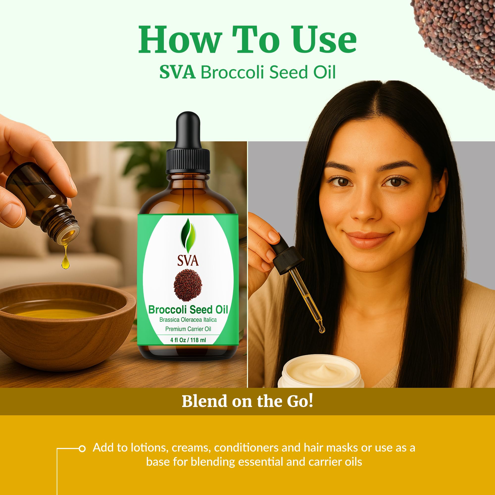 SVA Broccoli Seed Oil used for full body massage routine