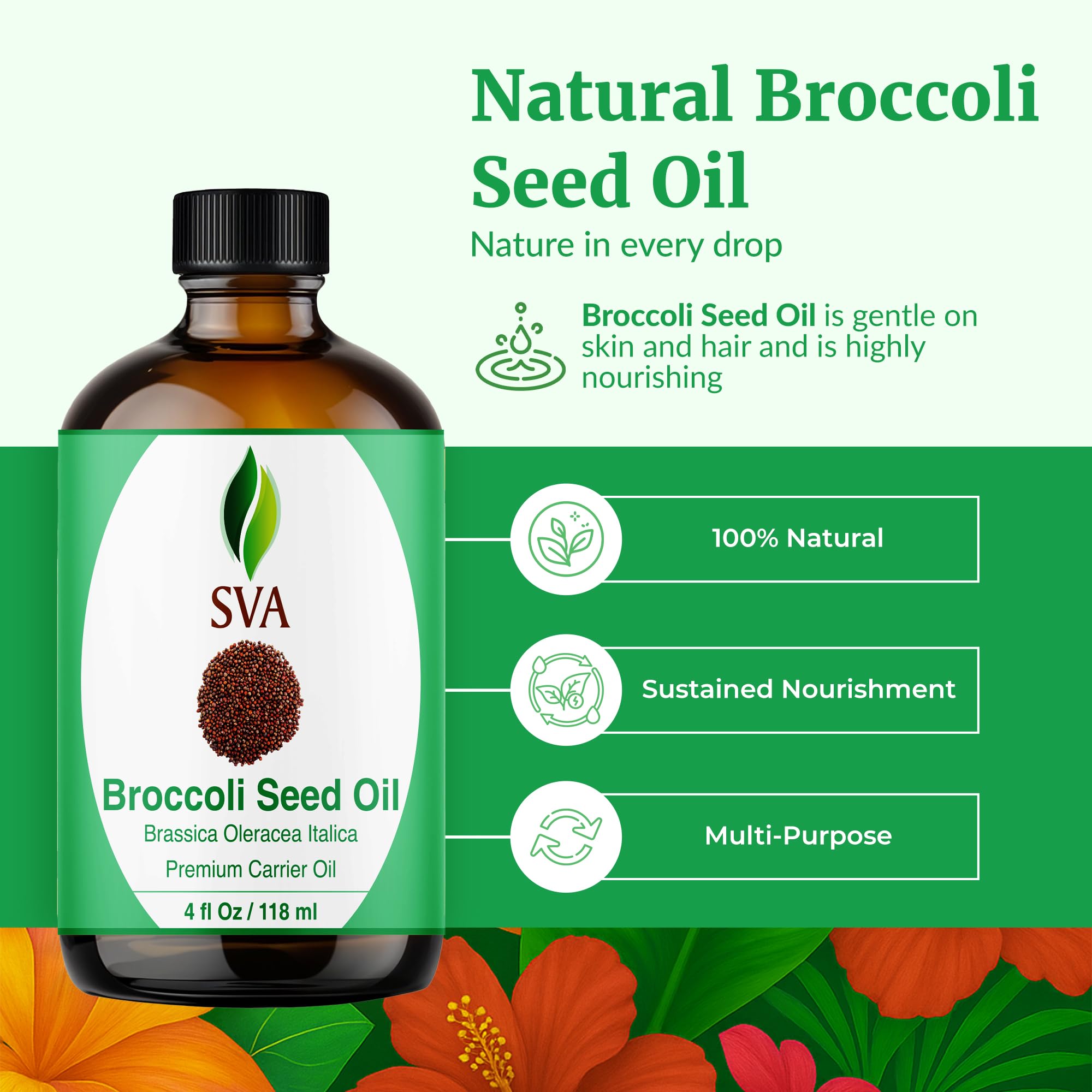 SVA Broccoli Seed Oil on palm for facial hydration