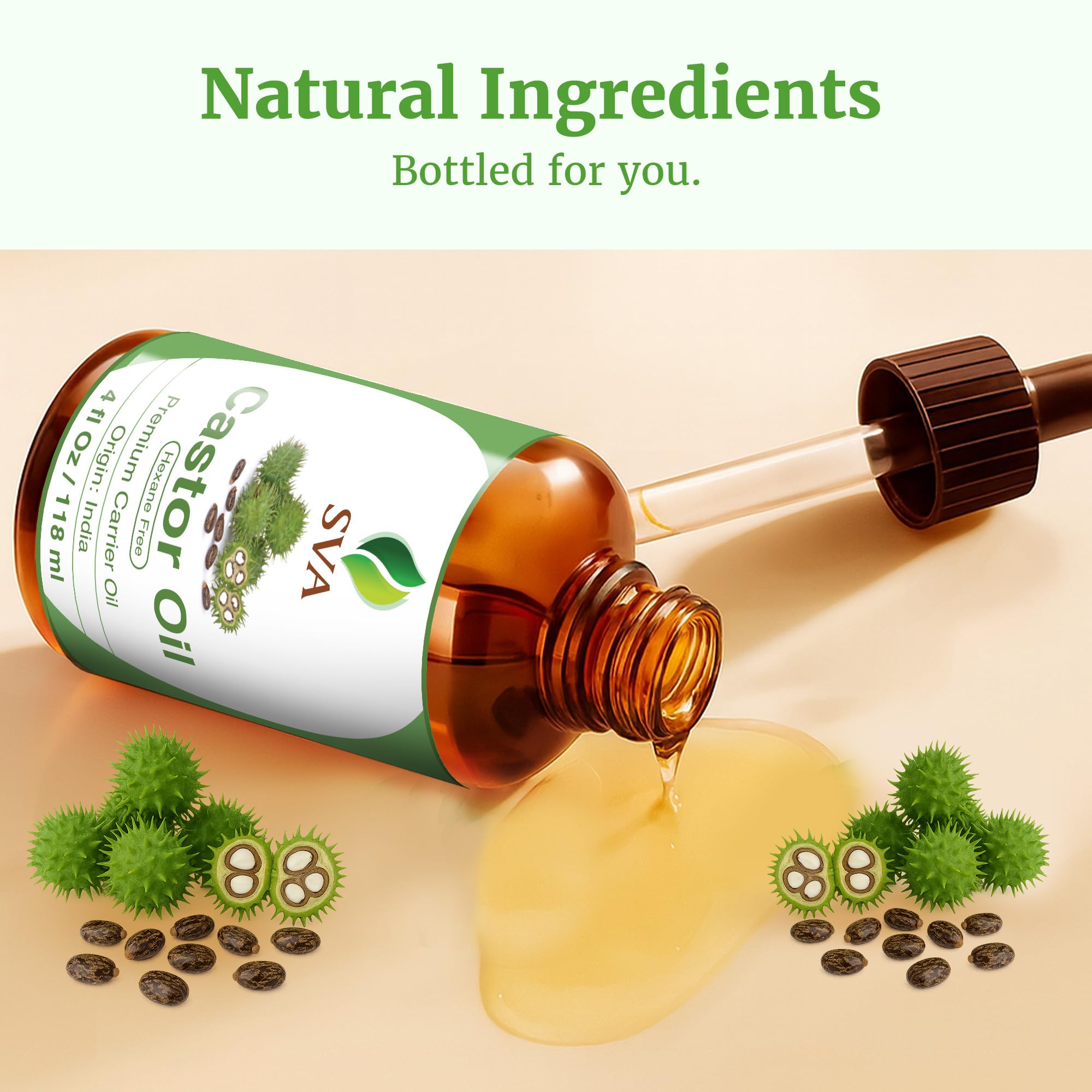 SVA Castor Oil bottle label showing hexane-free promise