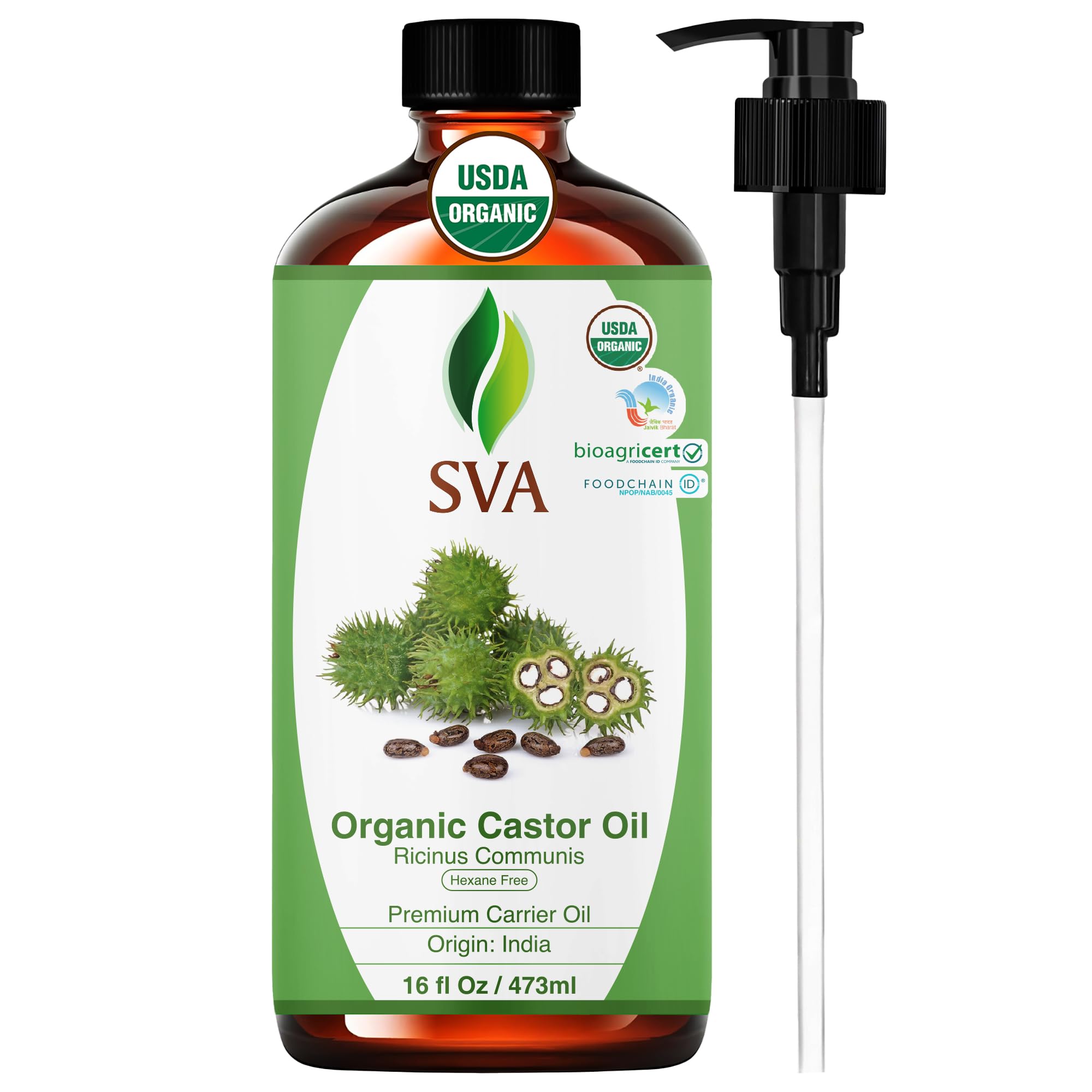 SVA Castor Oil pump bottle for easy, mess-free application