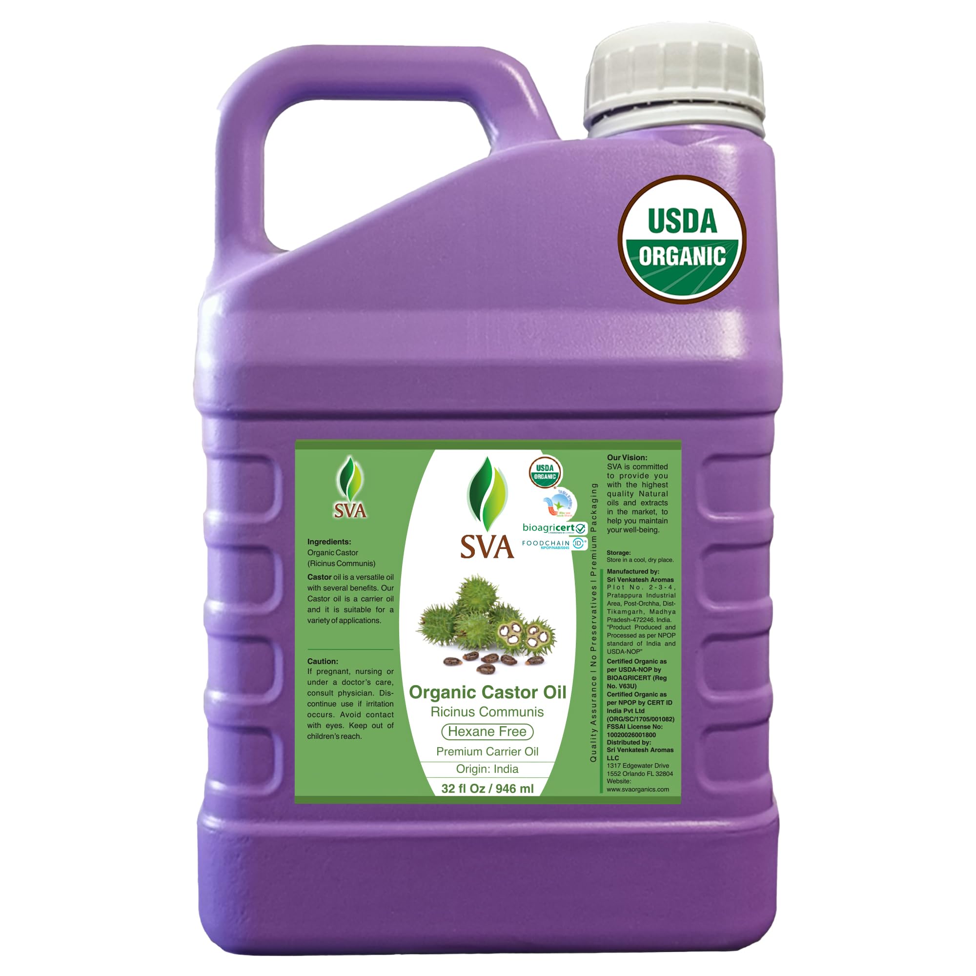 SVA Castor Seed Oil bottle with easy application and cold-pressed quality