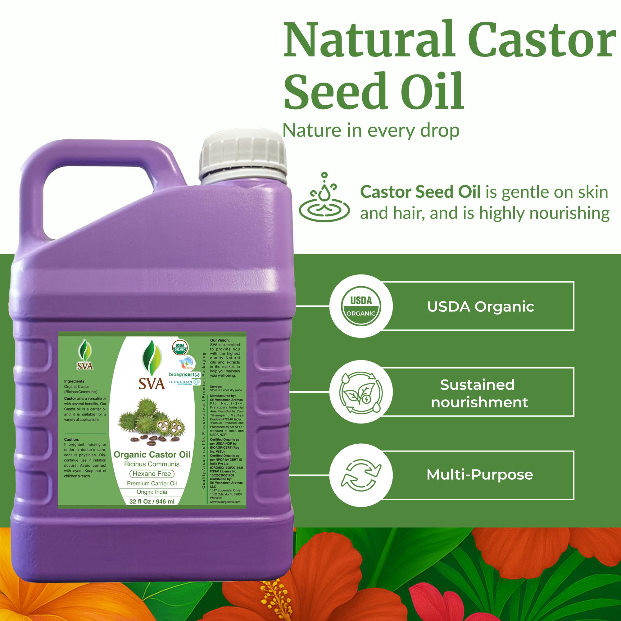 SVA Castor Seed Oil for scalp massage promoting scalp nourishment