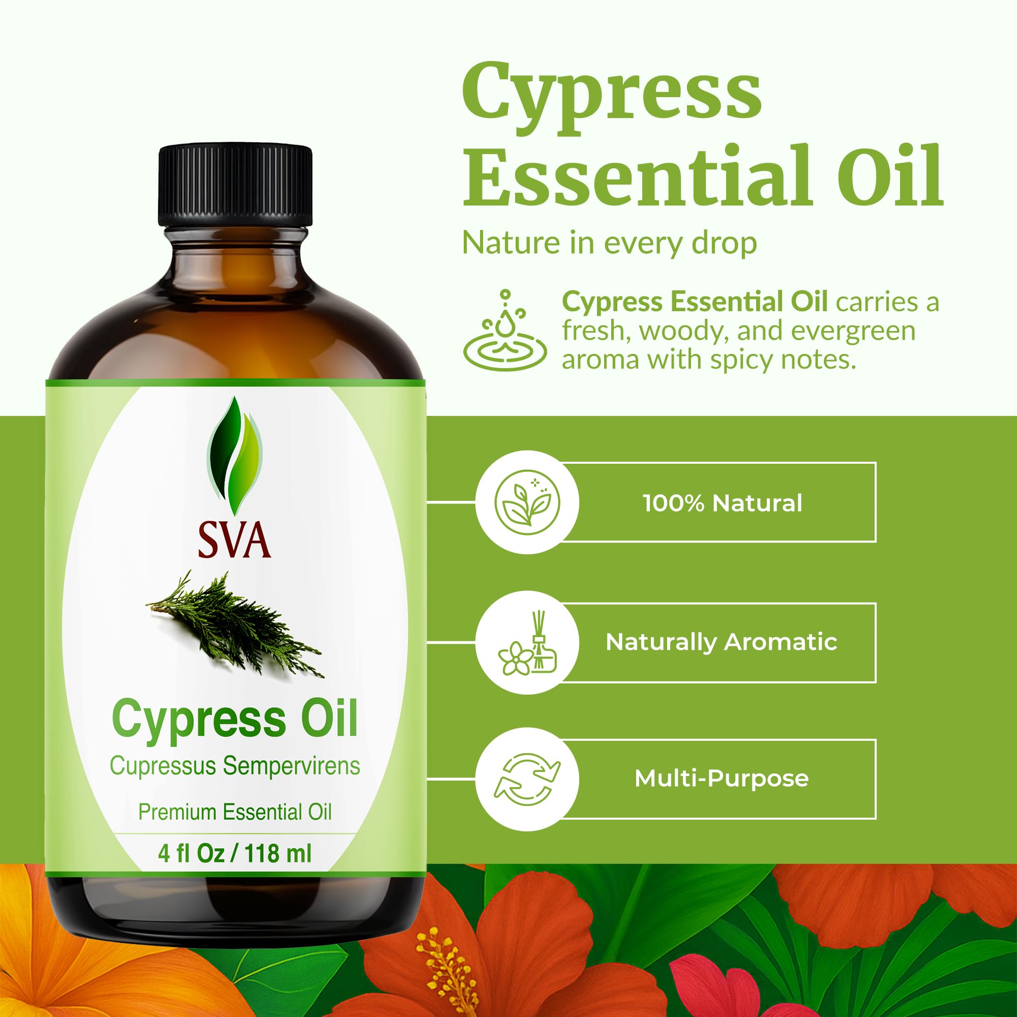 SVA Cypress essential oil in diffuser for a fresh herbaceous aroma