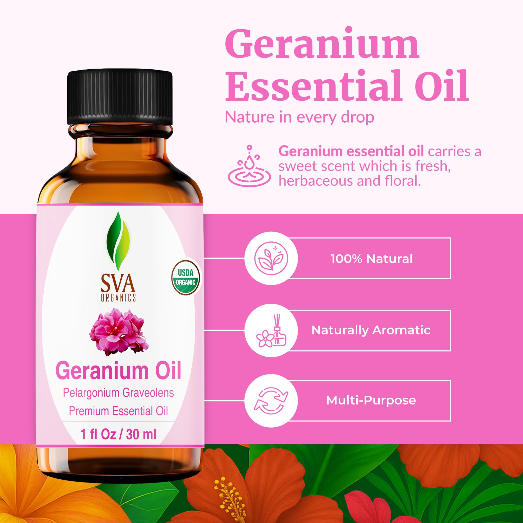 SVA Geranium oil in a diffuser for floral room ambiance