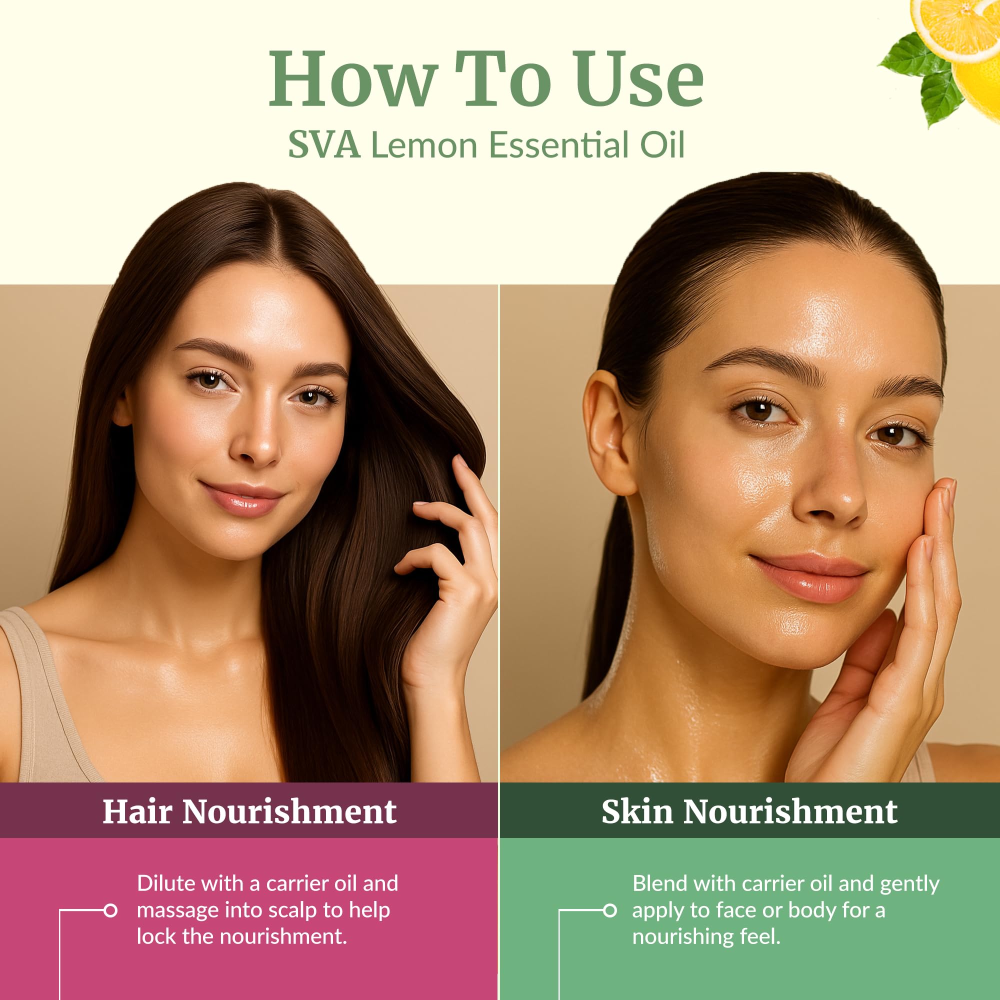 SVA ORGANICS Lemon Essential Oil hair-care scalp massage blend.
