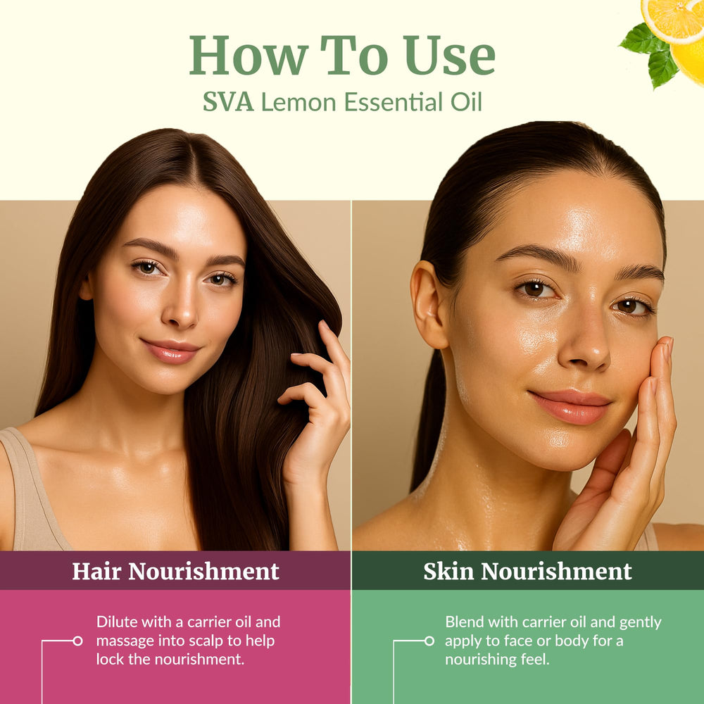 SVA ORGANICS Lemon Essential Oil hair-care scalp massage blend.