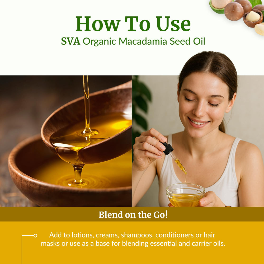SVA Macadamia Oil mixed with shampoo for smoother hair