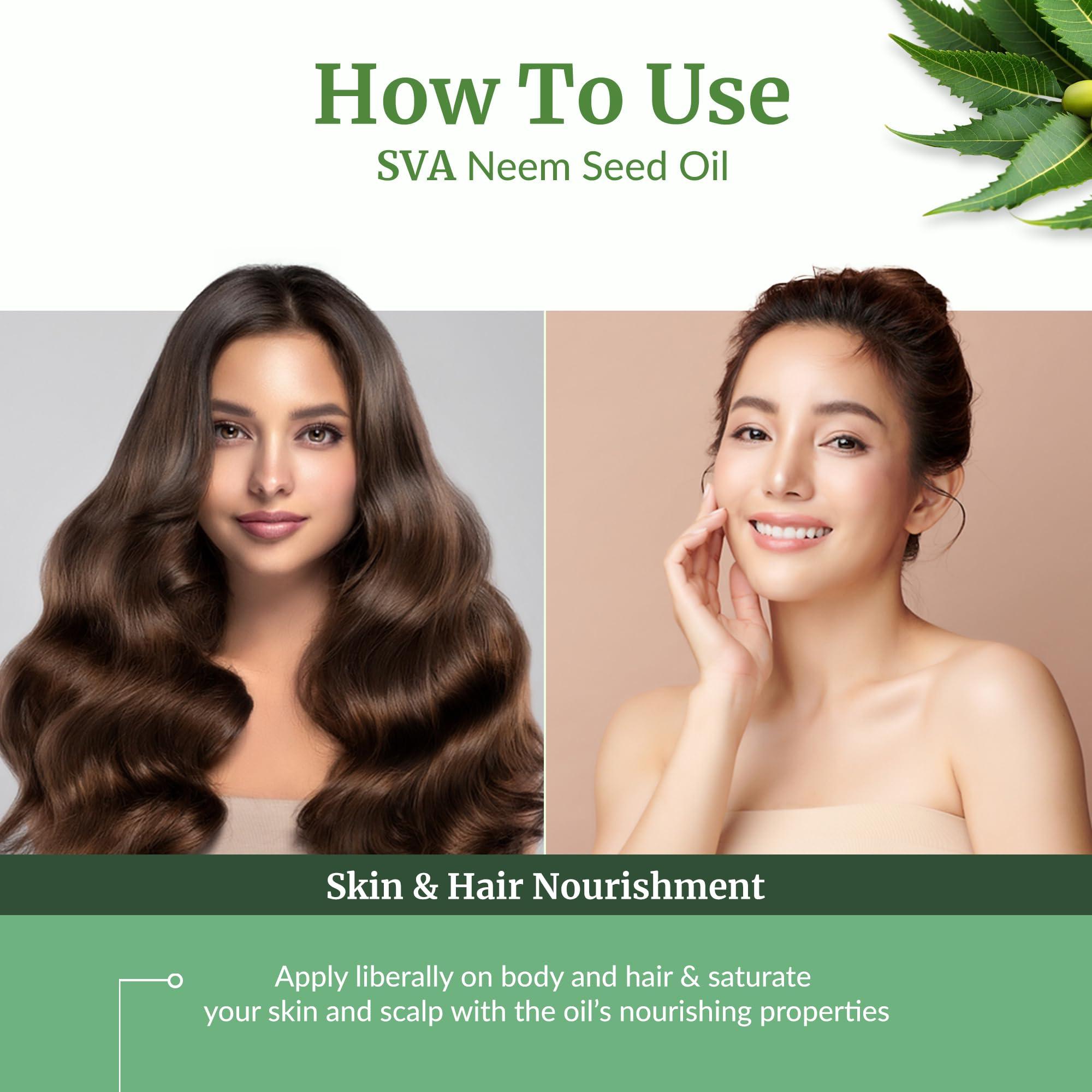 SVA Neem Oil overnight use—leave on for deeper absorption