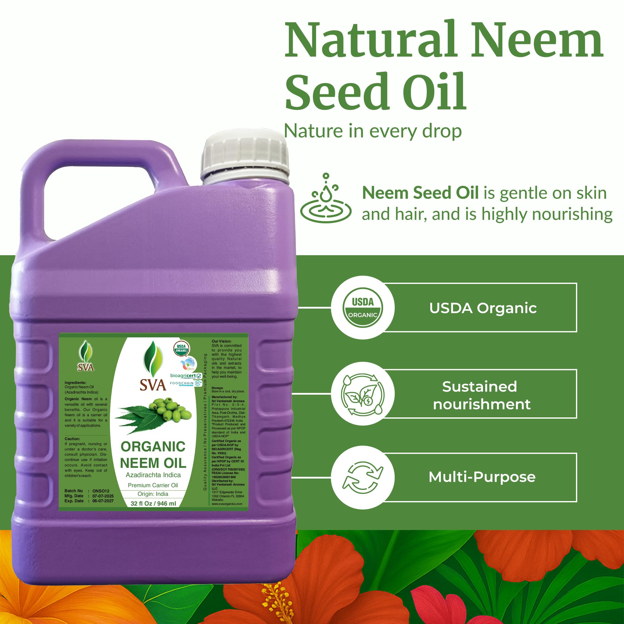 SVA Neem Oil scalp massage—drops applied to nourish the scalp
