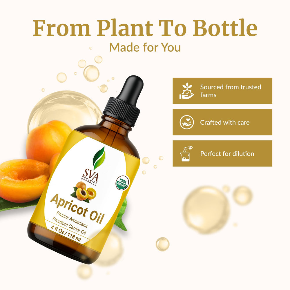 SVA Organics Aceite de albaricoque humecta la piel con absorción suave.