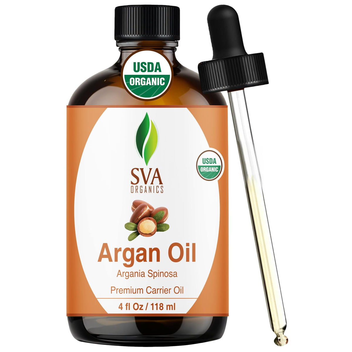SVA Organics Argan Oil bottle with dropper for precise facial application