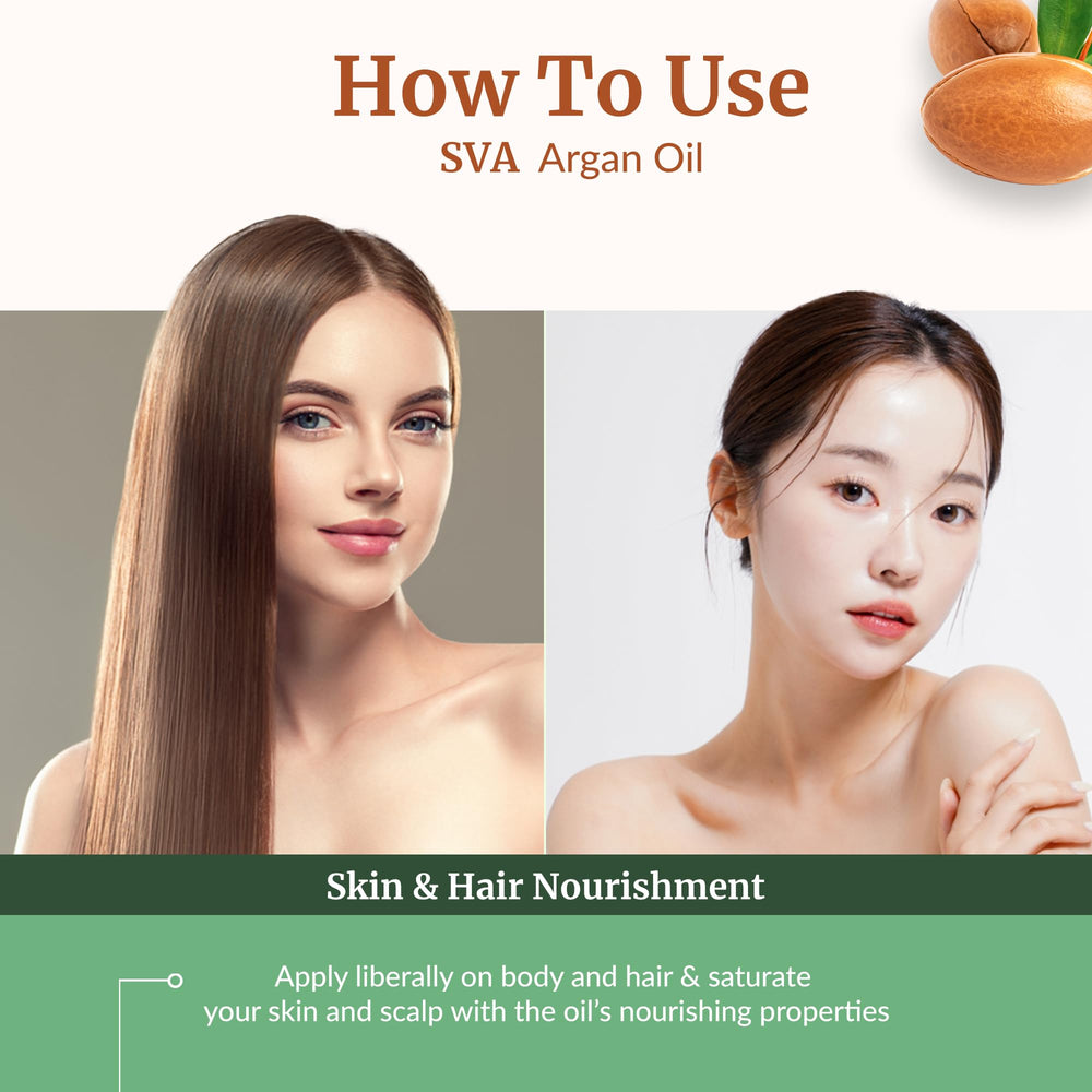 SVA Organics Argan Oil massaged into the scalp for nourishment