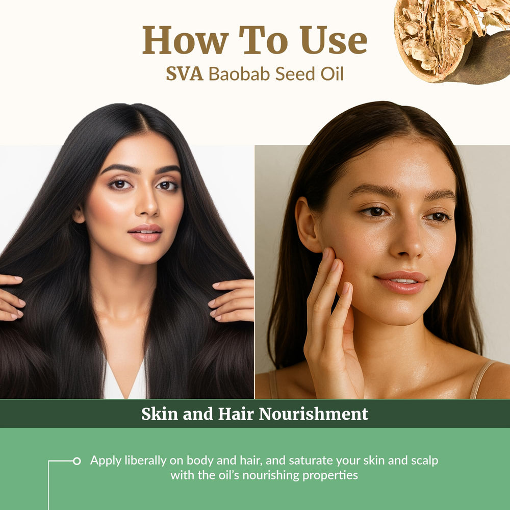 Hair care with SVA Baobab Oil mixed into shampoo or conditioner