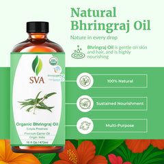 SVA Organics Bhringraj oil pour shows easy application for scalp massage.