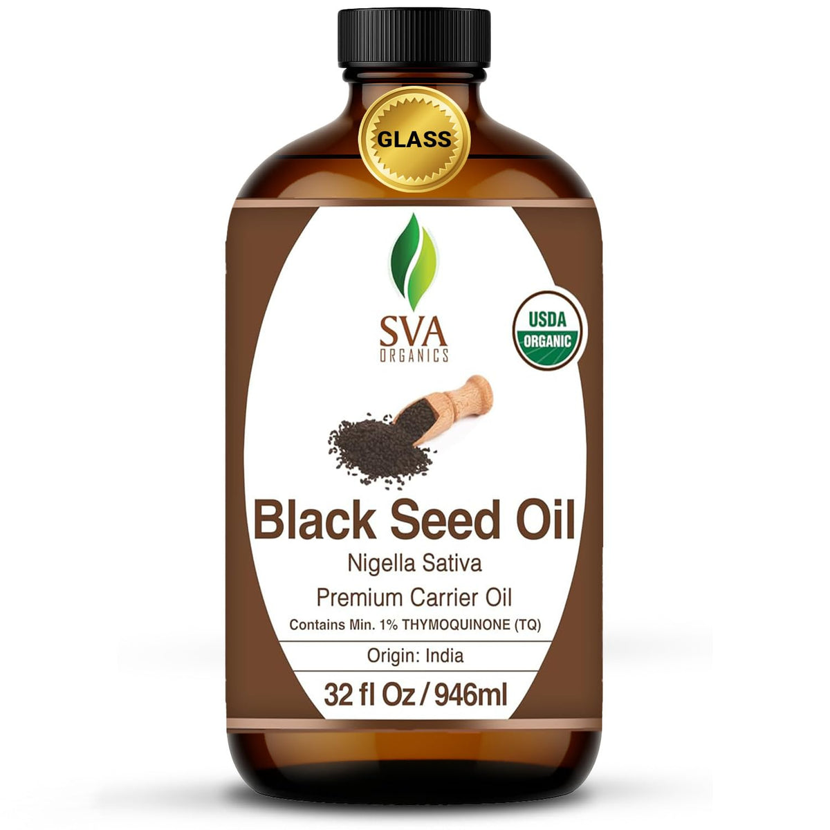 SVA Organic Black Seed Oil bottle pour for easy facial care.