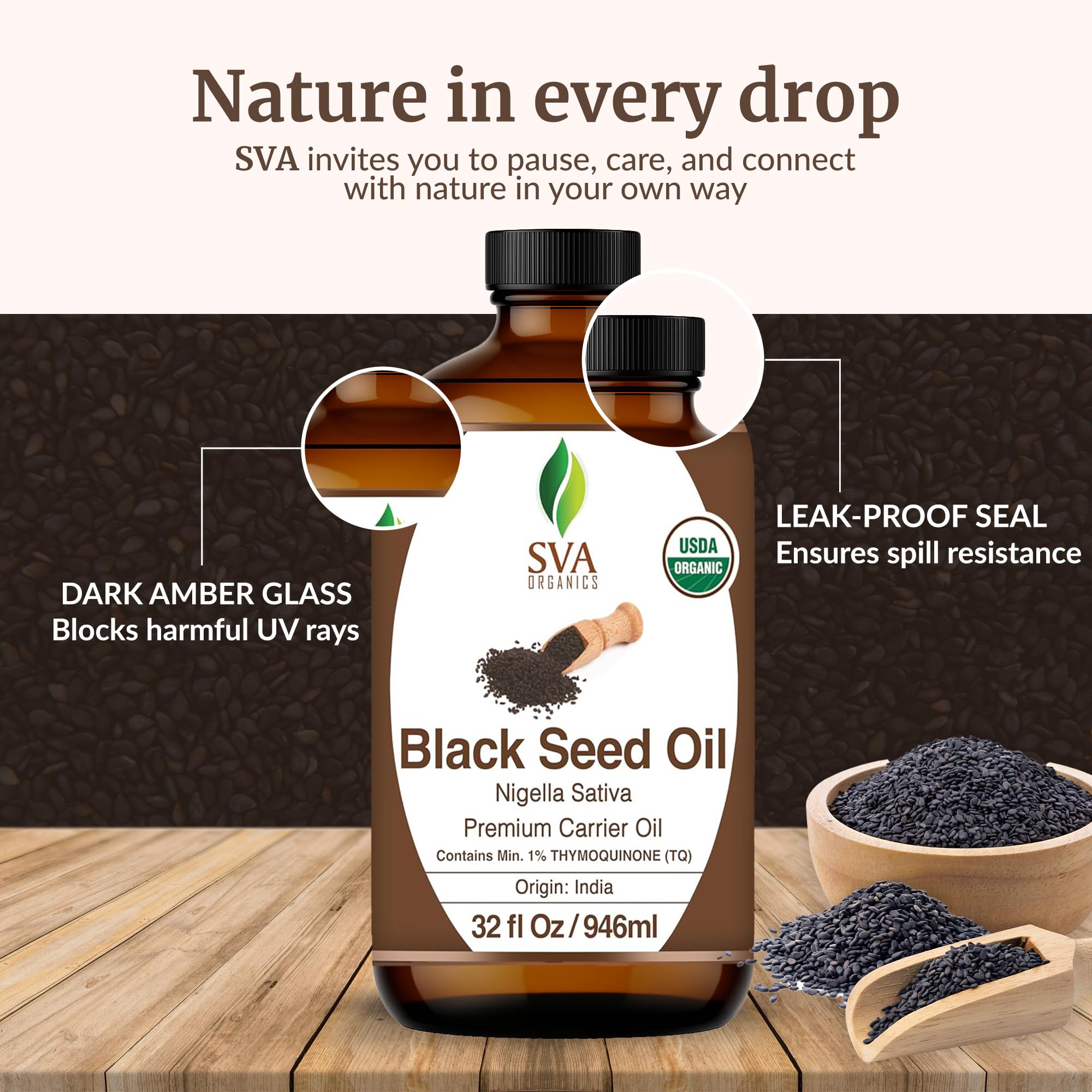 SVA Organic Black Seed Oil packaging label with clear branding