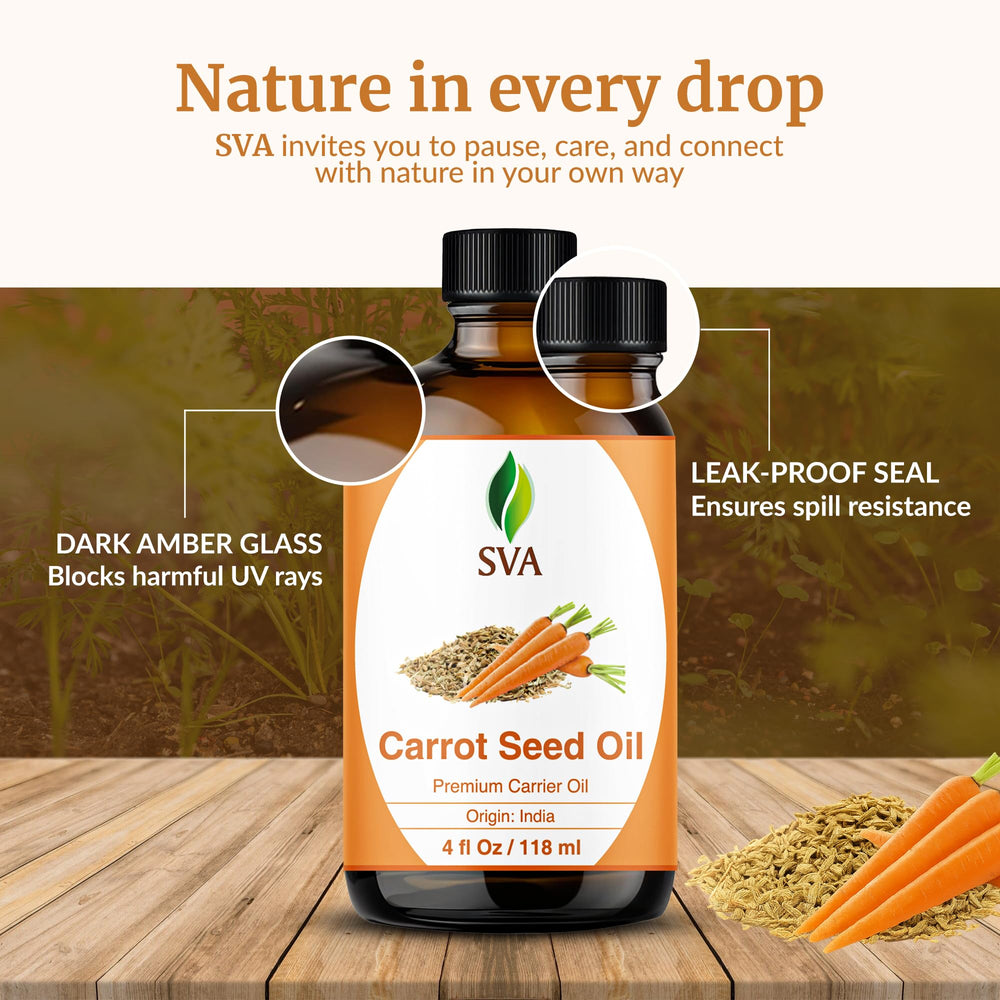 SVA Carrot Seed Oil blends with shampoo for shine.