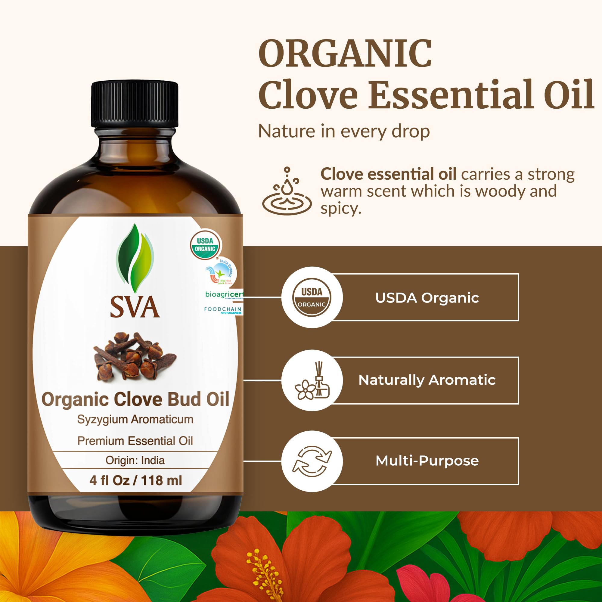 SVA ORGANICS Clove Bud Oil diffuser image for room aromatherapy warmth