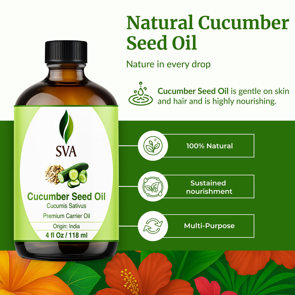 Pouring cucumber seed oil from a dropper highlighting lightweight skin hydration
