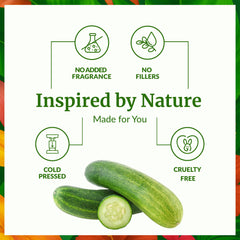 Natural fragrance label on SVA cucumber seed oil bottle emphasizing authentic scent