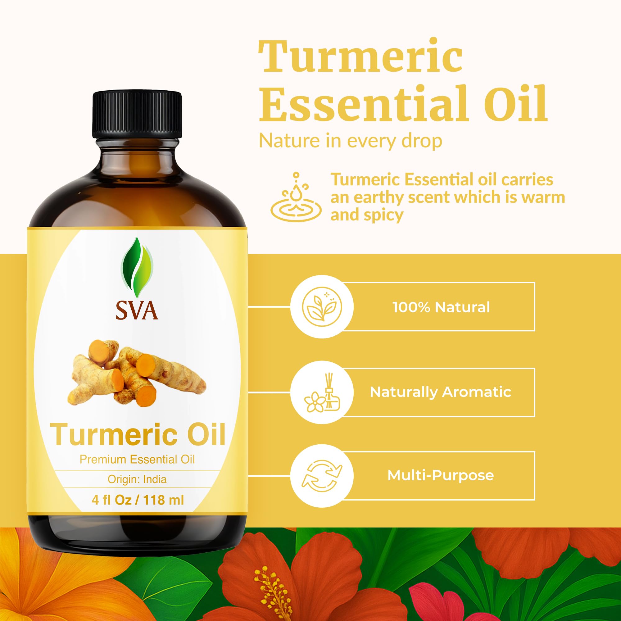 SVA ORGANICS difusor con aceite de curcuma para aromaterapia.