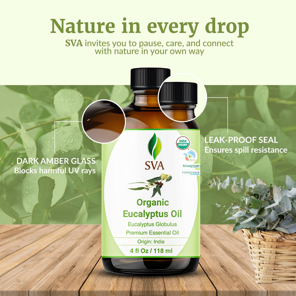 SVA ORGANICS eucalyptus oil for face care blends.