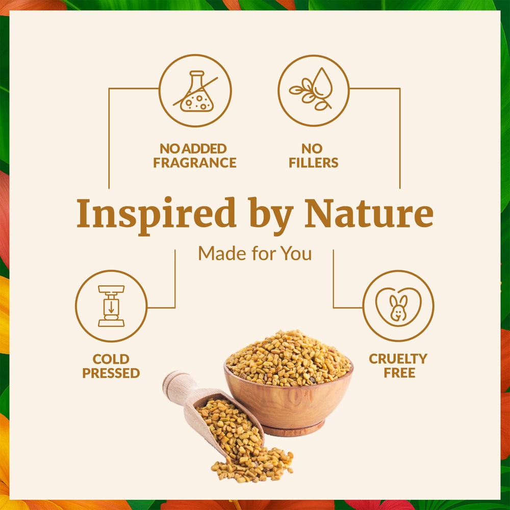 SVA Organics fenugreek oil for hair care massage nourishes the scalp.