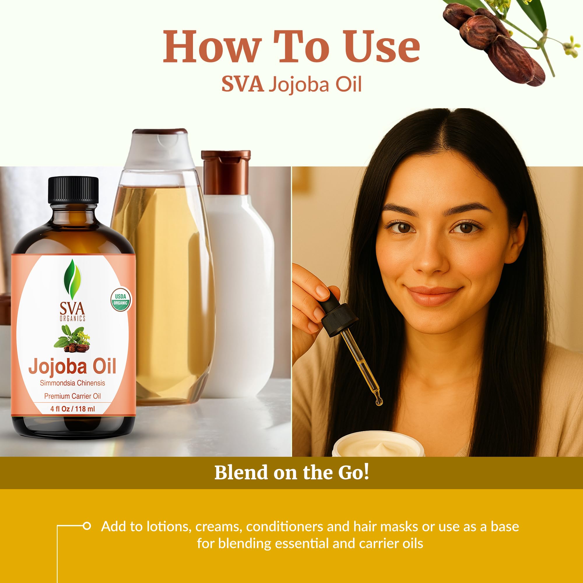 SVA Organics Jojoba Oil supports massage routines with a gentle, soothing glide.