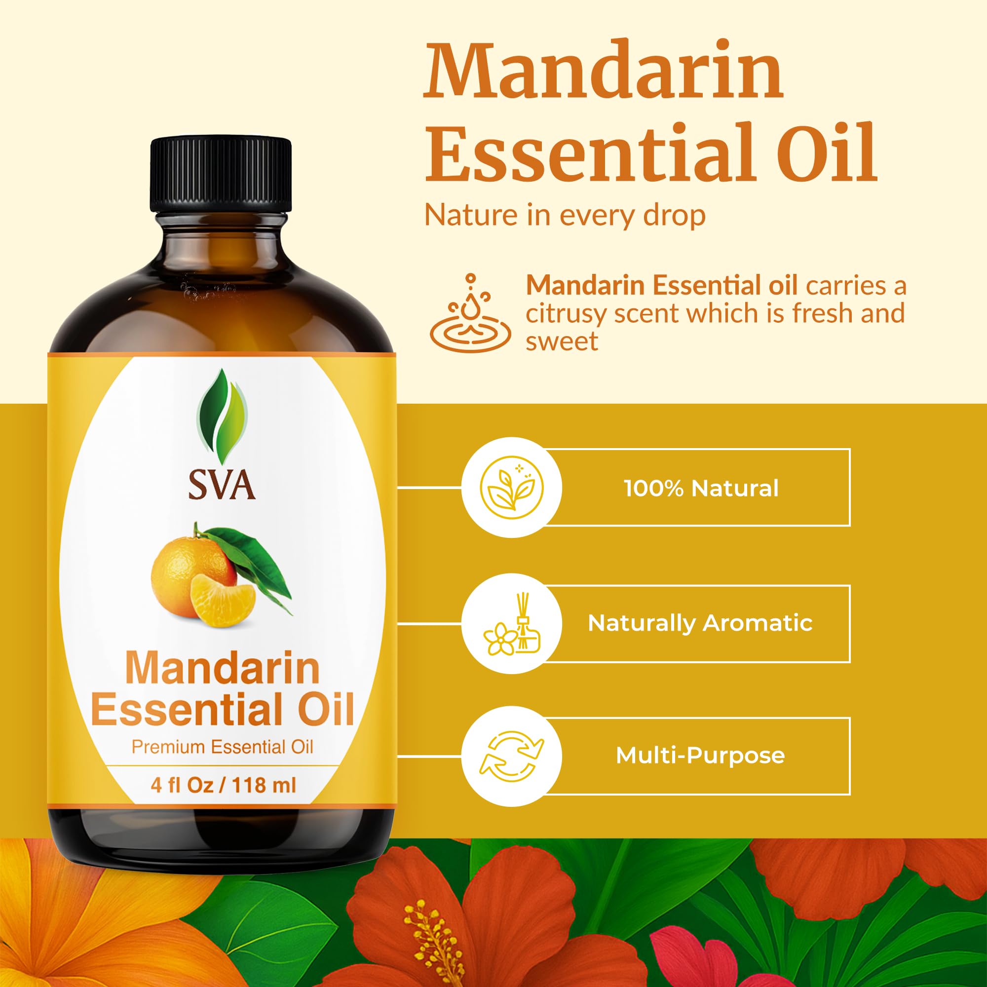 SVA Mandarin Essential Oil diffuser aroma for a fresh room aroma.