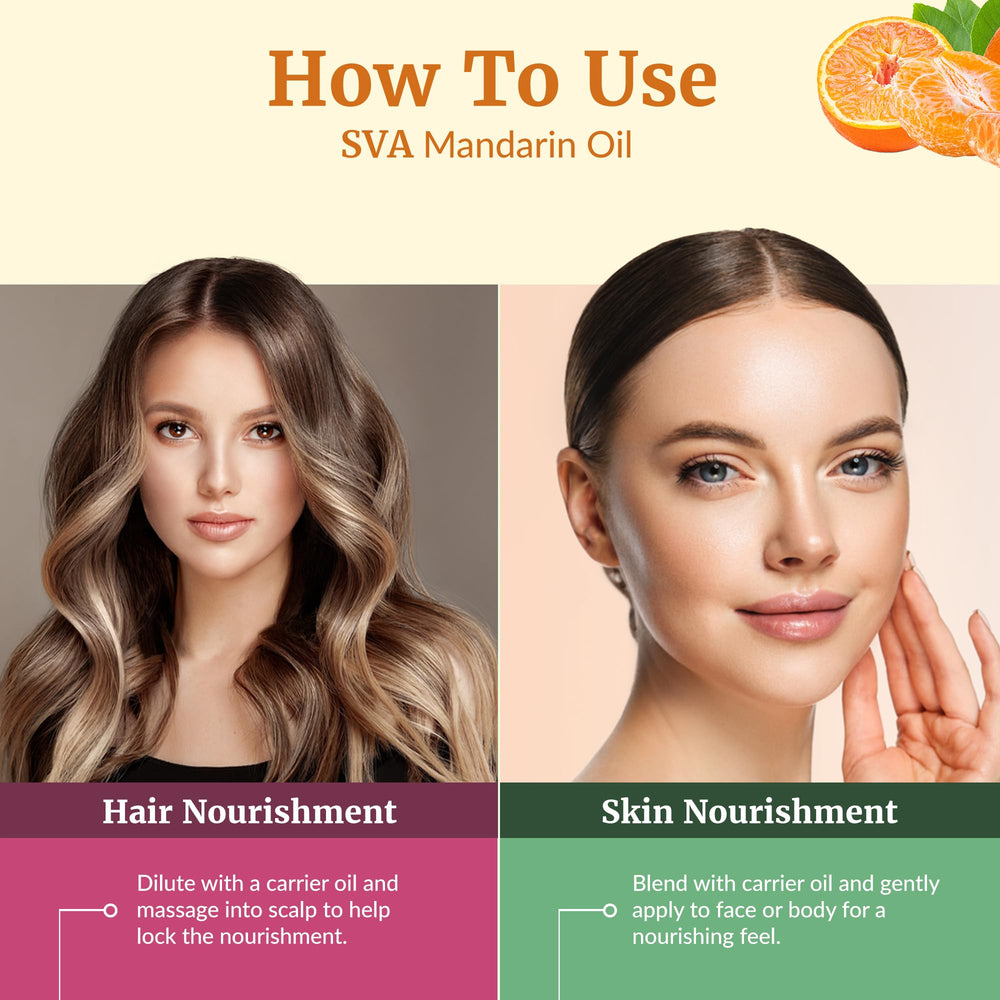 SVA Mandarin Essential Oil natural orange color in a bottle.