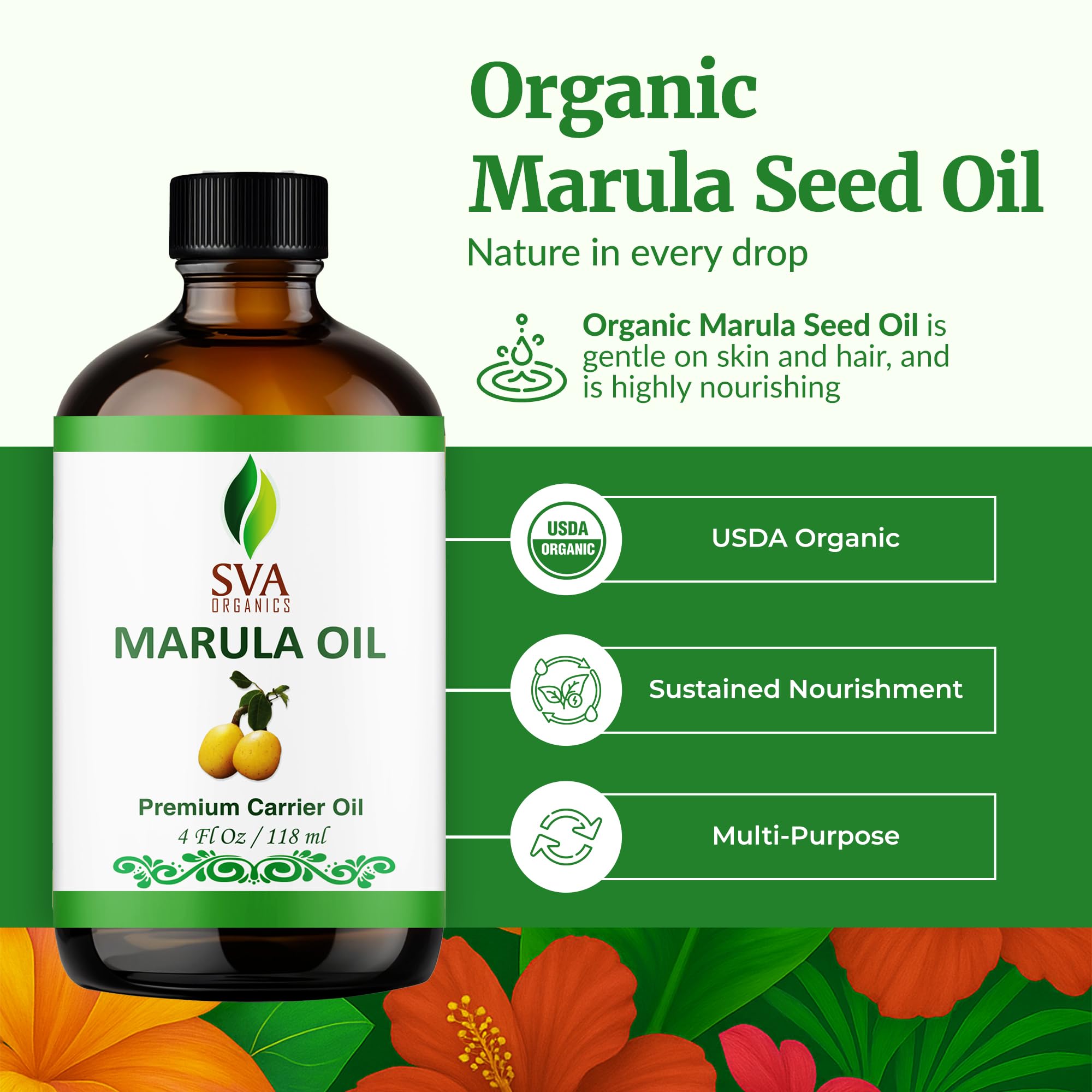 Dropper dispensing SVA Organics Marula Oil for precise use