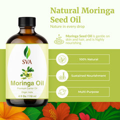 SVA Organics Moringa Seed Oil dropper enables precise, easy application for scalp nourishment.
