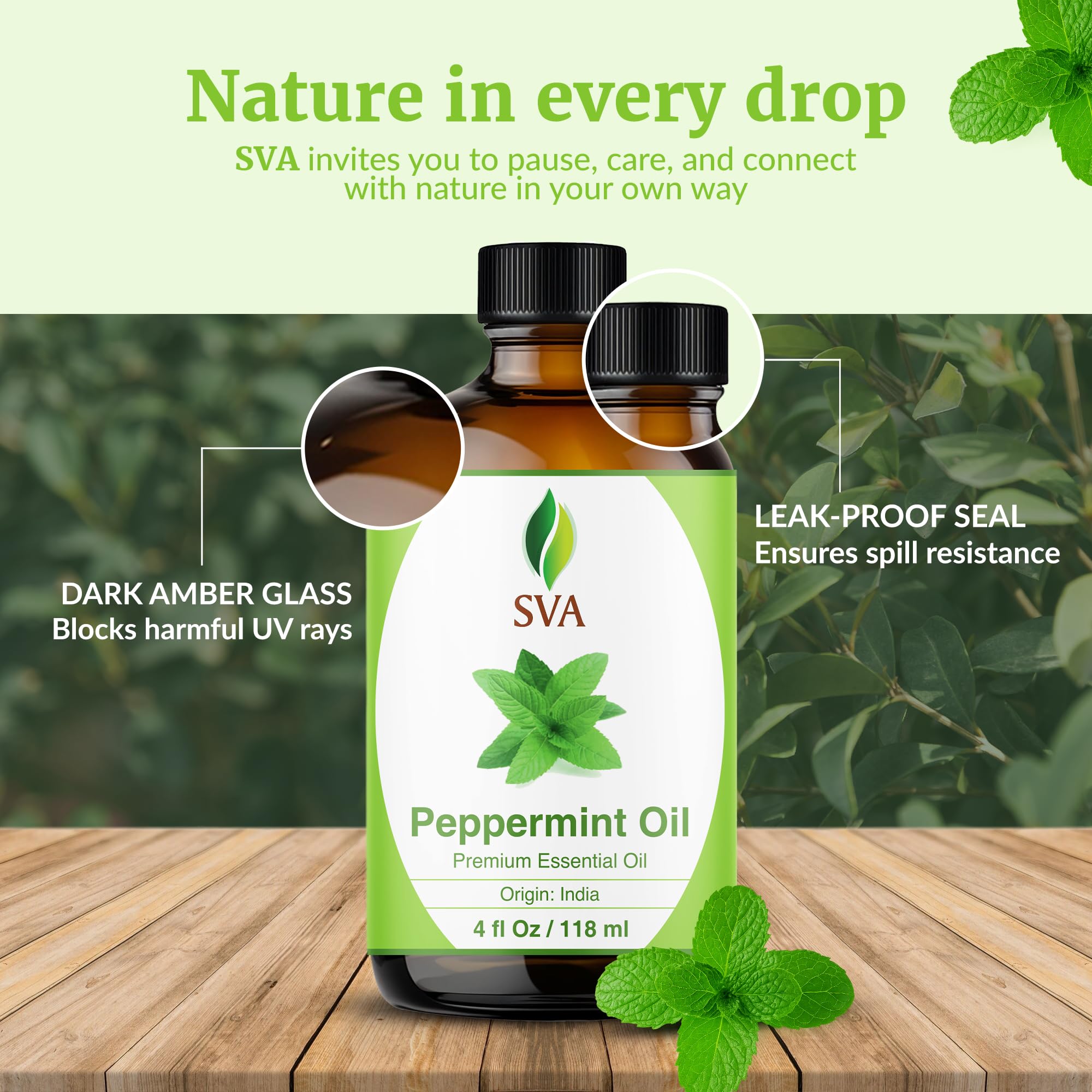 SVA ORGANICS Peppermint Arvensis oil in a soothing foot bath setup.